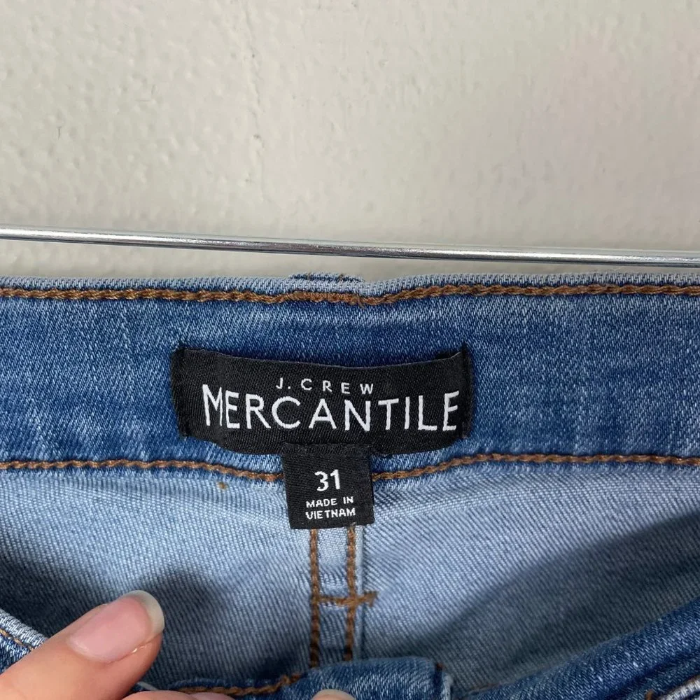 J. Crew Factory Woman's Sz 31High Rise Medium Wash Skinny Jeans Frayed Acid Wash - Picture 2 of 9